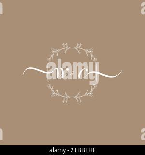 WC handwriting logo of initial signature, wedding and fashion concept design Stock Vector