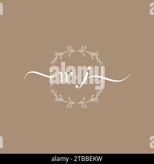 WJ handwriting logo of initial signature, wedding and fashion concept design Stock Vector