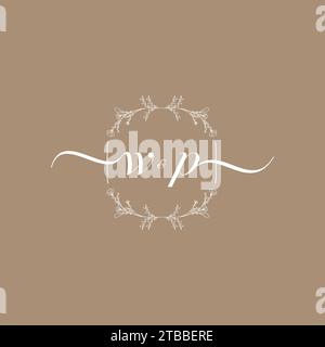 WP handwriting logo of initial signature, wedding and fashion concept design Stock Vector