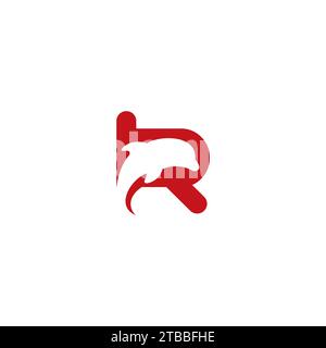 Red Dolphin Logo Simple. Fish Letter R Logo Stock Vector