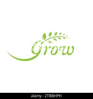 grow logo lettering. Growth Tree Logo Stock Vector