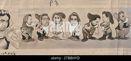 Mickey Cohen Gangster 1950 Herald Express California Art Mock Up Seven Dwarfs Stock Photo