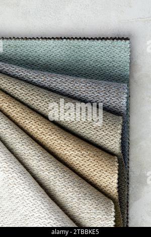Variety of fabric swatches texture in different colors for sofa Stock ...