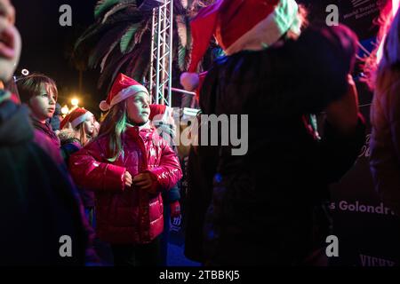 Barcelona, Spain. 05th Dec, 2023. Hundreds of families and tourists are attending the opening of the Port Vell Christmas fair in Barcelona, Spain, on December 5, 2023, where children are the protagonists turning on the lights. (Photo by Marc Asensio/NurPhoto)0 Credit: NurPhoto SRL/Alamy Live News Stock Photo