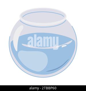 Empty aquarium with water isolated on a white background. Vector fishbowl in flat style. House for a pet, fish. The concept of tight boundaries and re Stock Vector