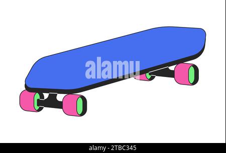 80s skateboard funky 2D linear cartoon object Stock Vector