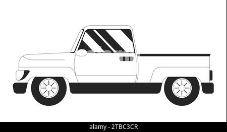 Car side view black and white 2D line cartoon object Stock Vector