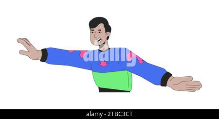 Dance move with hands indian man 2D linear cartoon character Stock Vector