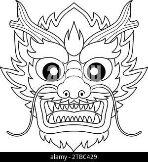 Year of the Dragon Face Coloring Page for Kids Stock Vector Image & Art ...