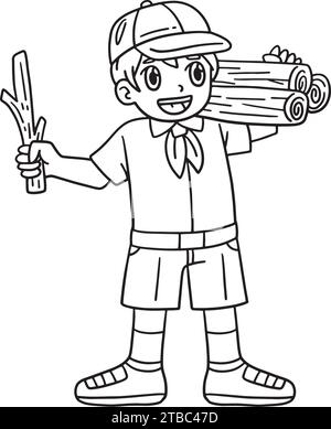 Camping Boy Scout Camper Coloring Illustration Stock Vector Image & Art ...