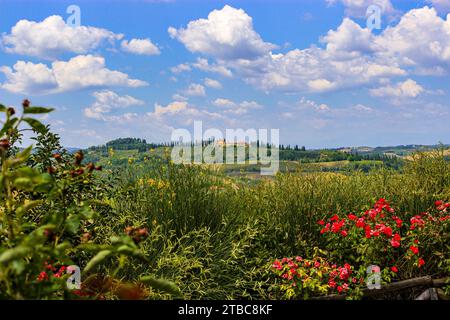 Village in Italian Tuscany on a sunny day after a spring thunderstorm Stock Photo