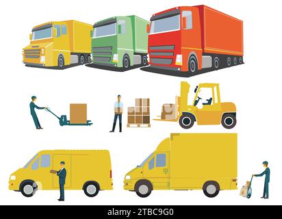 Logistics industry, shipping and delivery, illustration Stock Vector