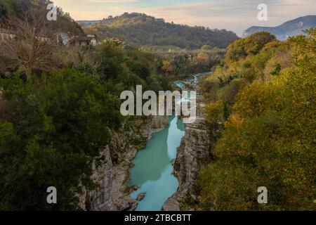 Marmitte dei Giganti, a natural canyon carved by the Metauro River in Fossombrone, Marche, Italy. Stock Photo