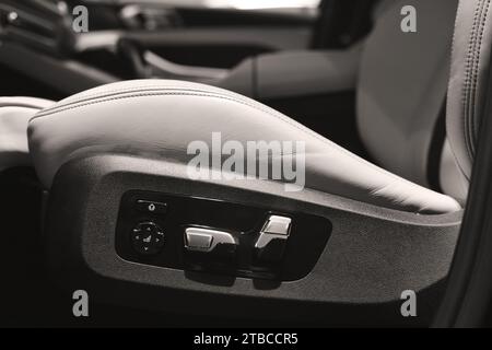 luxury car seat electric adjustment Stock Photo