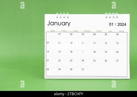 January 2024 desk calendar isolated in blue color background Stock ...