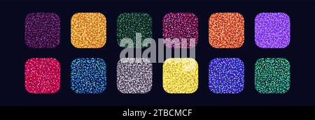 Glitter seamless pattern set, Shiny seamless colorful backgrounds with shimmer texture. Holiday vector abstract background. Vector illustration Stock Vector