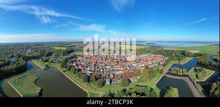 Aerial panorama from the traditional city Naarden in the Netherlands Stock Photo