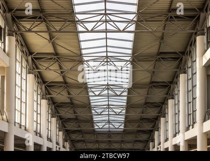 Iron steel roof construction inside view Stock Photo