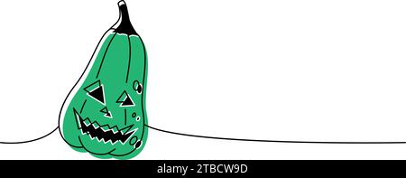 Happy Halloween continuous one line drawing background. Pumpkins with ...