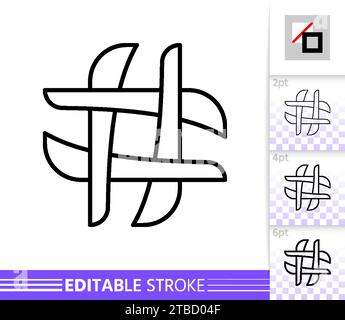 Hashtag single thin line icon. Social Media flat banner. Hash Tag poster. Linear pictogram. Simple illustration, outline symbol. Vector sign isolated on white. Editable stroke icons without fill Stock Vector