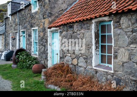 Crovie village cottages in November. Crovie, Aberdeenshire, Scotland Stock Photo