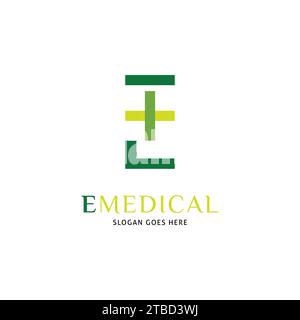 Initial Letter E Cross Plus, Medical or Hospital Icon Vector Logo Template Illustration Design Stock Vector