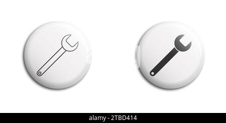Wrench icon. Outline and flat design. Vector illustration Stock Vector
