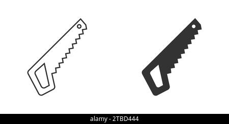 Saw icon in outline and flat style. Vector illustration Stock Vector