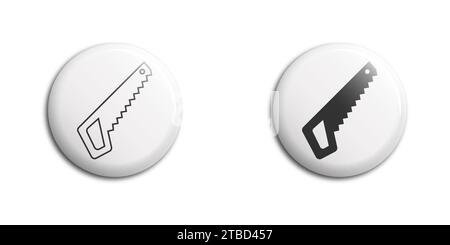 Saw icon in outline and flat style. Vector illustration Stock Vector