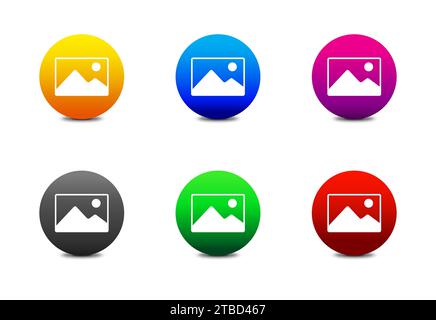 Picture Icon. Image symbol. Gallery icon. Round color buttons. Vector illustration Stock Vector