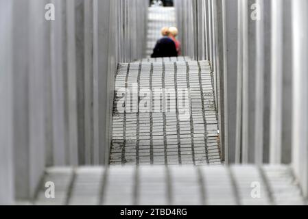 Holocaust Memorial by architect Peter Eisenman, a memorial to the murdered Jews of Europe, Berlin, Berlin, Germany Stock Photo