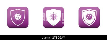 Virus protection icon. Bacteria icon in shield. Coronavirus protection symbol. Vector illustration Stock Vector