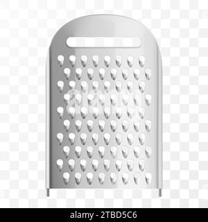 Metal Grater for vegetables. Kitchen accessories. Tools for cooking. Isolated on white background. For your design. Realistic 3D vector illustration Stock Vector