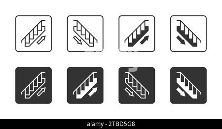 Stairs up and stairs down icons set. Vector illustration Stock Vector