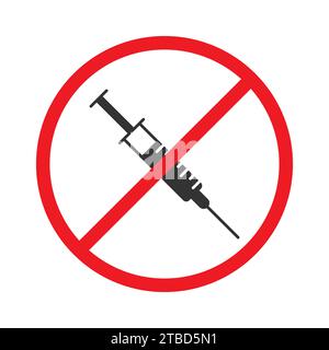 No syringe sign. No drugs allowed. Flat vector illustration Stock Vector