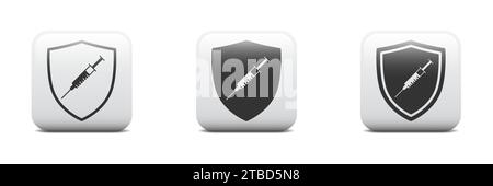 Vaccination and immunization symbol. Syringe in shield icon. Vector illustration Stock Vector