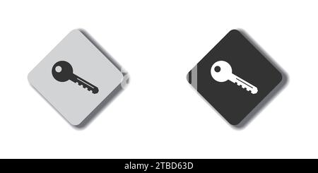 Key Icon on a flat button with a shadow. Vector illustration Stock Vector