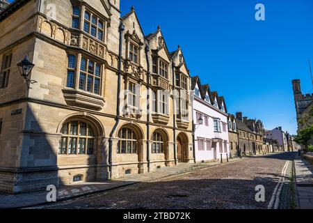 Historic buildings on Merton Street in Oxford City Centre, Oxfordshire, England, UK Stock Photo