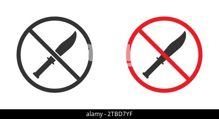 No knife sign. No weapon icon. Knife forbidden symbol Stock Vector