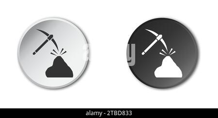 Coal and pickaxe Pile of charcoal icon. Mining icon. Flat vector illustration Stock Vector