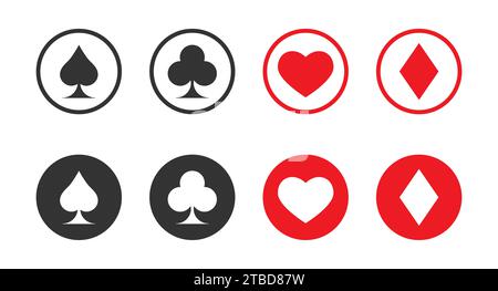 Playing card suits icons. Poker card symbols. Flat vector illustration Stock Vector
