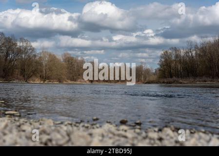 River Mura (Mur) in early spring, Slovenia, Europe Stock Photo