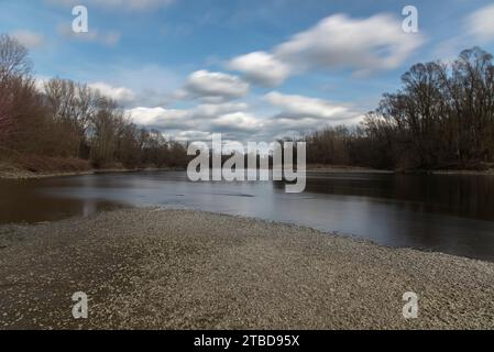 River Mura (Mur) in early spring, Slovenia, Europe Stock Photo