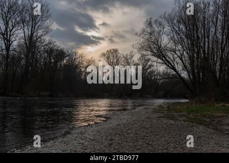 River Mura (Mur) in early spring, Slovenia, Europe Stock Photo