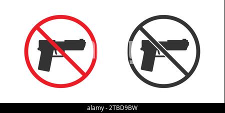 No weapons sign. Prohibiting sign for gun. Black gun in a red crossed circle. Flat vector illustration Stock Vector