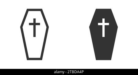 Coffin icon. Simple design. Flat and outline style. Vector illustration Stock Vector