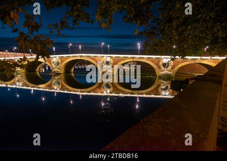 vues de nuit du quai de la daurade très animé, du pont-neuf, de l'hotel dieu saint-jacques par une belle et chaude soirée printanière Stock Photo