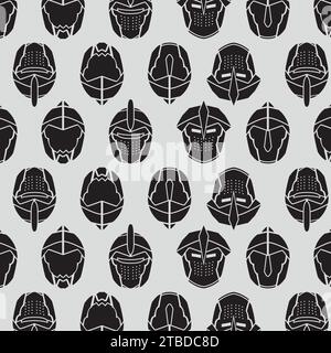 Medieval helmet icons Pattern background Vector Stock Vector