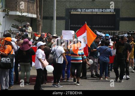 Lima, Peru. 06th Dec, 2023. Supporters wait outside the Barbadillo prison for the release of Peruvian President Fujimori. The ex-president is serving a 25-year prison sentence for serious human rights violations. Credit: Gian Masko/dpa/Alamy Live News Stock Photo