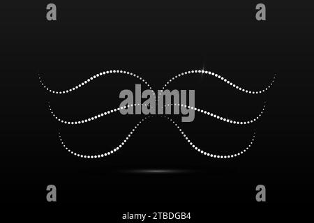 Silver butterfly linear wavy abstract on a black background. Angel wings. Vector graphics Stock Vector